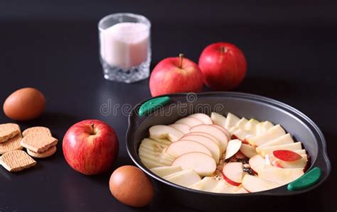 preparation  apple pie  home homemade pastries  apples stock image image  board