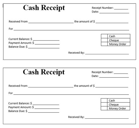 receipt  cash payment template invoice template