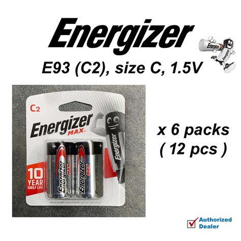 Energizer Max Alkaline Size C Battery E93 C2 6 Pairs 12 Pcs Per Box