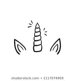 unicorn horn  ears  sparkles vector hand drawn illustration