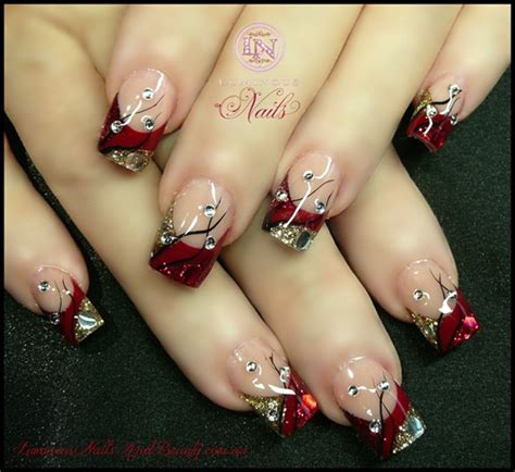 christmas nails  red gold nail art gallery
