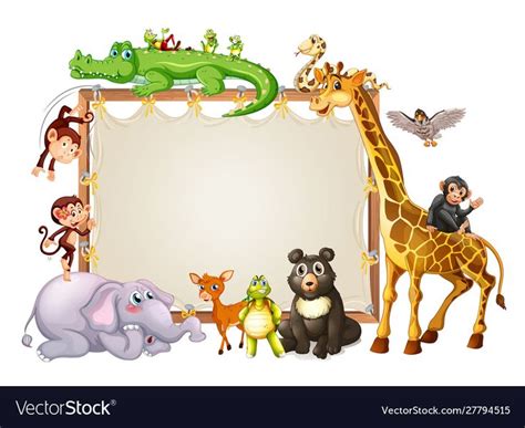 border template  cute animals royalty  vector image ad