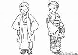 Coloring Children Japanese Pages Traditional Clothing Colorkid Kids Australian Zealand sketch template