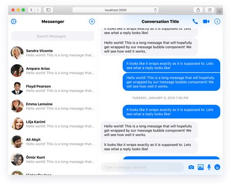 messenger style chat ux components react messenger reactscript