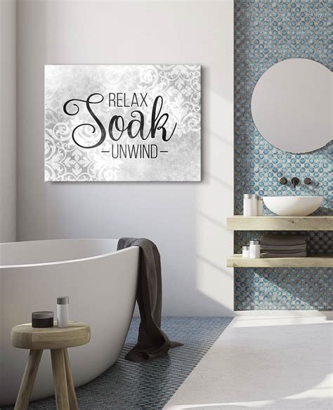 bathroom wall art relax soak unwind  wood frame ready  hang