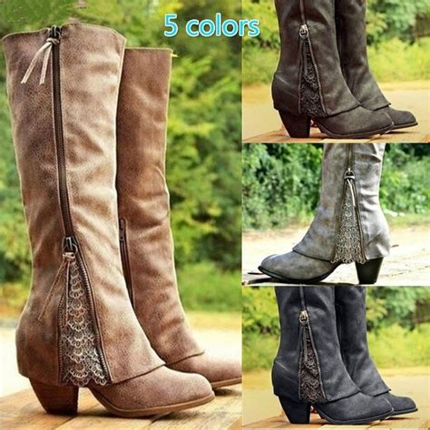 womens fashion riding boots fold  design   ankle