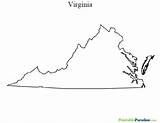 Virginia Map Printable State Outline Blank String Maps Capital Version Template Printablemap Drawing sketch template