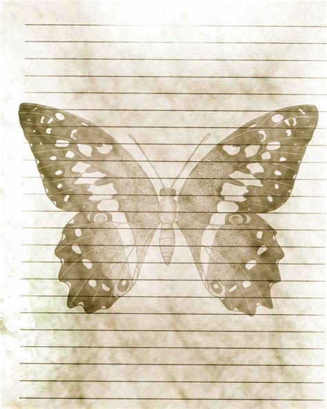printable journal page butterfly sketch lined  inkedink  etsy