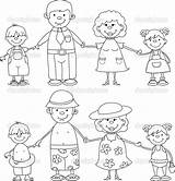 Family Coloring Members Pages Holding Hands Happy Kids Stock Template Printable Drawings Drawing Worksheets Vector Illustration Sketch Colouring Virinaflora Depositphotos sketch template