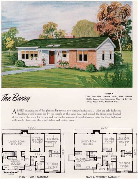 small mid century ranch style house plan  barry national plan service homes gabled
