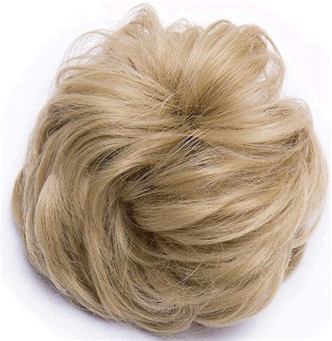 Messy Hair Bun Extensions Synthetic Hair Golden Blonde Thicker Size 1