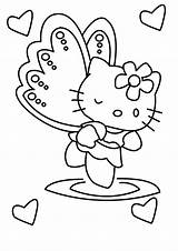 Kitty Hello Coloring Pages Angel Color Girlie Kids Straight Line Colouring Hallo Fly Bookmark Colors Team Characters Book Printable Template sketch template