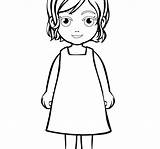 Girl Little Line Drawing Coloring Pages Getdrawings sketch template