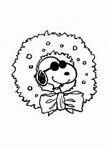 Snoopy Christmas Peanuts Coloring Xmas Drawing Pages Charlie Brown Activity Book Sheets Paradijs Kleurplaten Joe Cool Ornaments Wreath Afkomstig Van sketch template