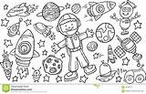 Space Doodle Outer Vector Set Illustration Stock Dreamstime Doodles Sketch Drawings Astronaut Alien Cute Little Rocket sketch template