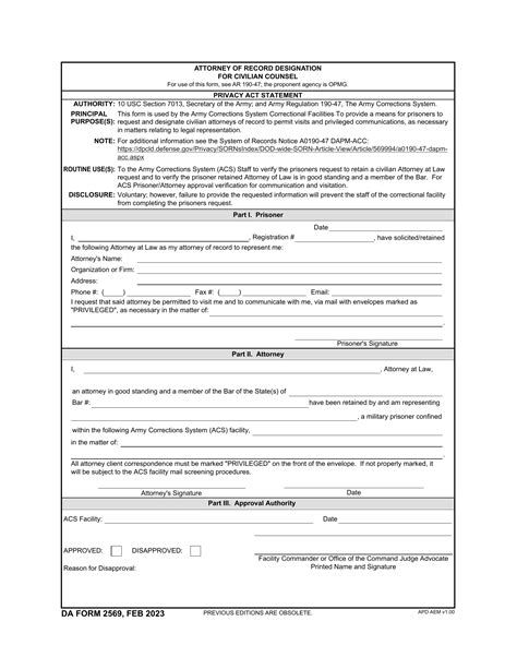 da form  attorney  record designation  civilian counsel forms docs