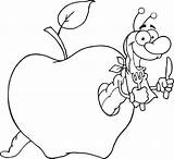 Apple Worm Coloring Pages Doghousemusic sketch template