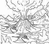 Coloring Pages Volcano Volcanoe Popular sketch template