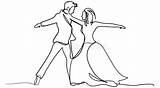 Dancing Couple Drawing Line Stock Sketch Concept Continuous sketch template