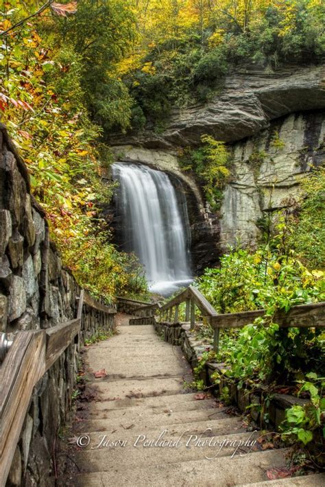 stairs to looking glass falls blue ridge parkway photo of the day