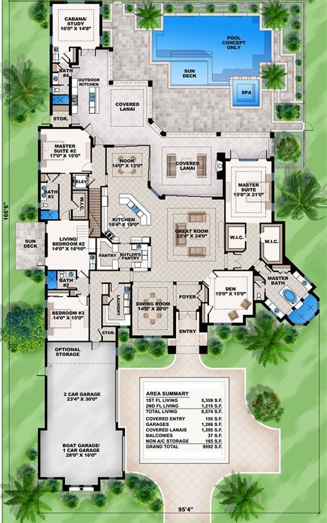 mediterranean dream home plan   master suites bw florida