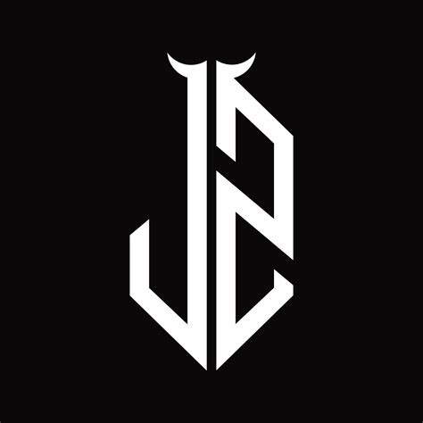 js logo monogram  horn shape isolated black  white design