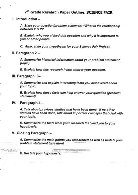grade research paper outline science fair printable