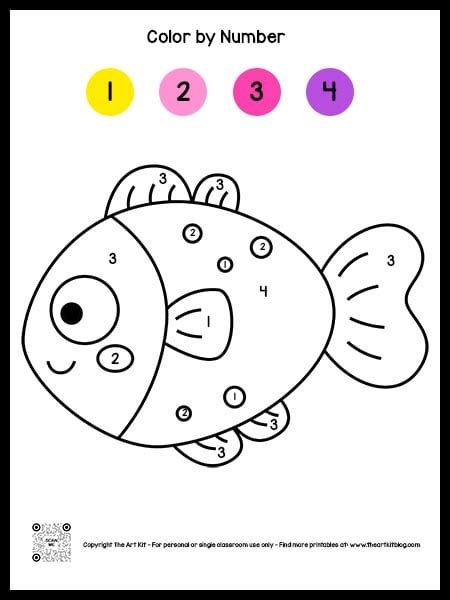 color  number fish coloring page   art kit