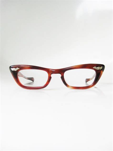 cat eye eyeglasses 1960s tortoiseshell brown amber glasses etsy