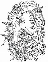 Coloring Pages Pretty Girl Beautiful Girls Adults Women App Recolor Colouring Flowers Color Adult Printable Print Book Getcolorings Getdrawings Colors sketch template