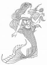 Mermaid Realistic Drawings Coloring Drawing Easy Pages Beautiful Flower Cool Mermaids Little sketch template