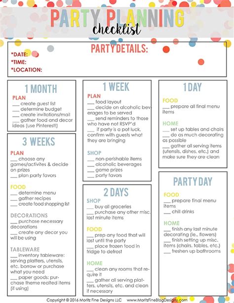 easy party planning checklist  printable included
