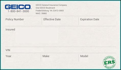 template printable geico insurance card printable templates