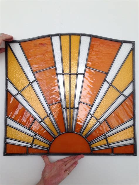 Hand Crafted Stained Glass Window Door Panel Sun Design Stained