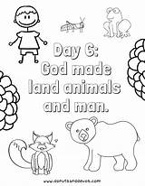 Creation Coloring Pages Animals Land Man sketch template