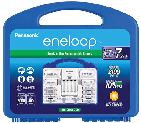 Eneloop Charger Kit With 8 Aa Batteries 2 Aaa Batteries C Spacer And