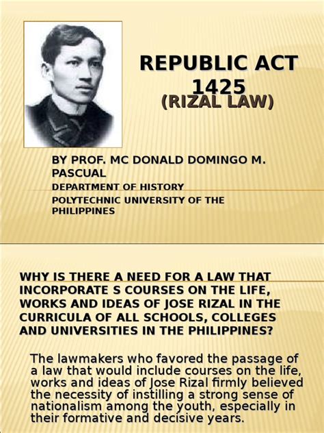 ra  rizal law philippines politics