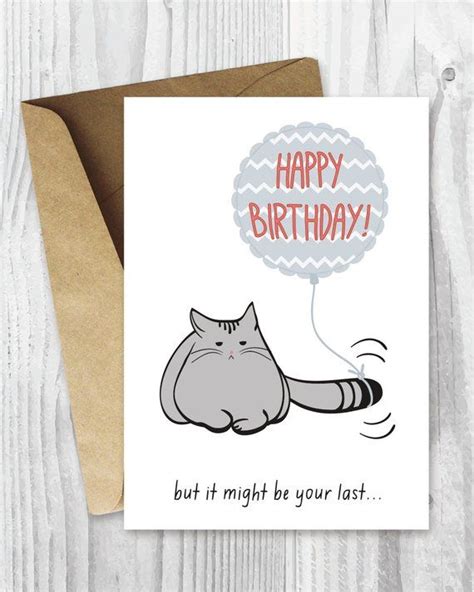 birthday card printable birthday card funny cat birthday etsy funny