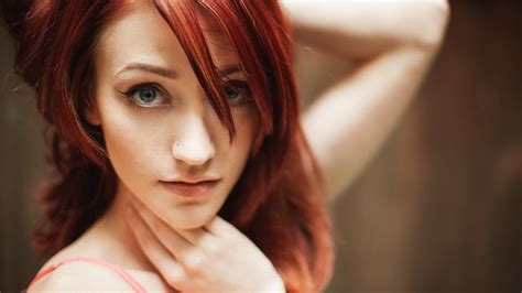 face women redhead model portrait blue eyes glasses blue