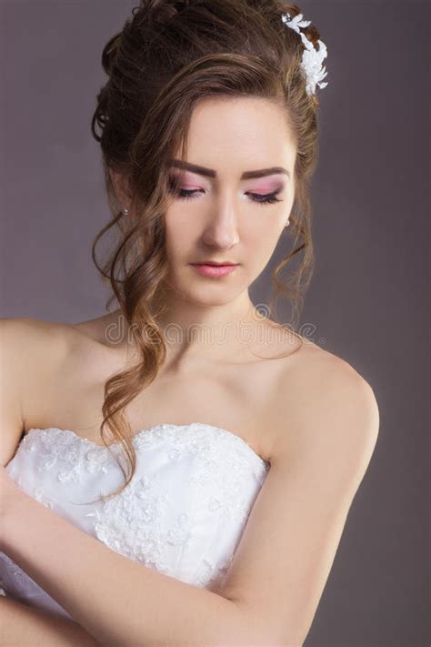 portrait   beautiful gentle  elegant girl women bride   white