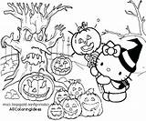 Kitty Hello Halloween Coloring Pages Print Getcolorings Printable Color sketch template