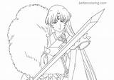 Inuyasha Pages Coloring Sesshomaru Lineart Adults Kids Printable Color sketch template