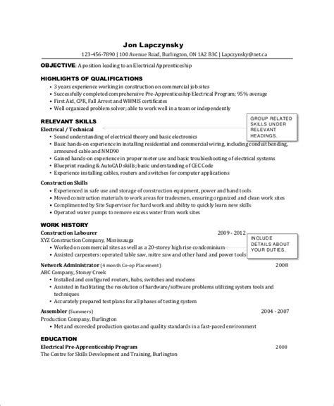 sample electrician resume templates  ms word