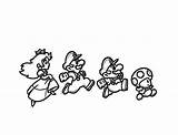 Mario Bros Coloring Toad Luigi Princess Kids Pages Print Color Games sketch template
