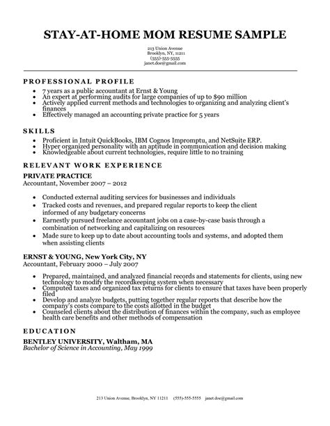 stay  home mom resume description aresumed