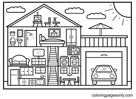 house coloring page  printable coloring pages