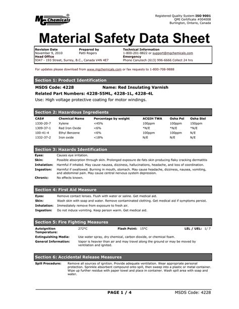 material safety data sheet msds code 4228