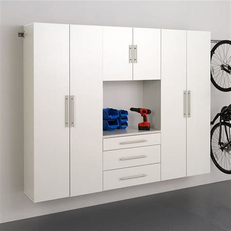 prepac hangups  piece  wall mounted garage cabinet set  white homesquare