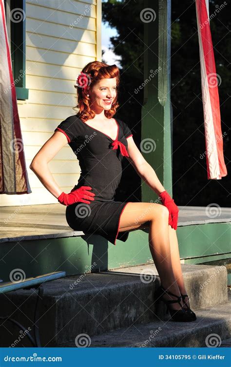Beautiful Redhead Pinup Girl Stock Image Image 34105795