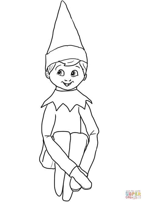 christmas elf  shelf coloring page  printable coloring pages